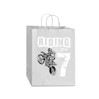 Riding Into 7 Years Old 7th Birthday Boy Dirt Bike Party Mart Paper Bag -13 X 7 X 17 | Artistshot