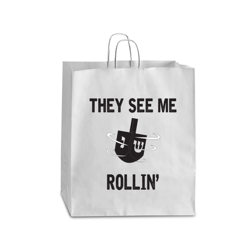 Hanukkah 2020 Dreidel Game Gift They See Me Rollin_ Jewish T-shirt Queen Paper Bag - 16 X 6 X 19 1/4 | Artistshot