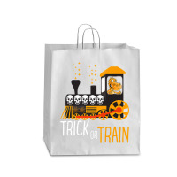 Trick Or Train Halloween Dinosaur Riding Train Funny Kids Premium T Sh Queen Paper Bag - 16 X 6 X 19 1/4 | Artistshot