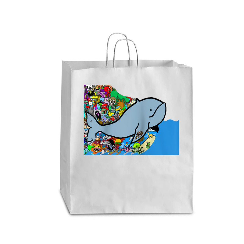 Blue Whale, Marine Sea Animal, Ocean Life, Surf, Art Work Raglan Baseb Queen Paper Bag - 16 X 6 X 19 1/4 | Artistshot