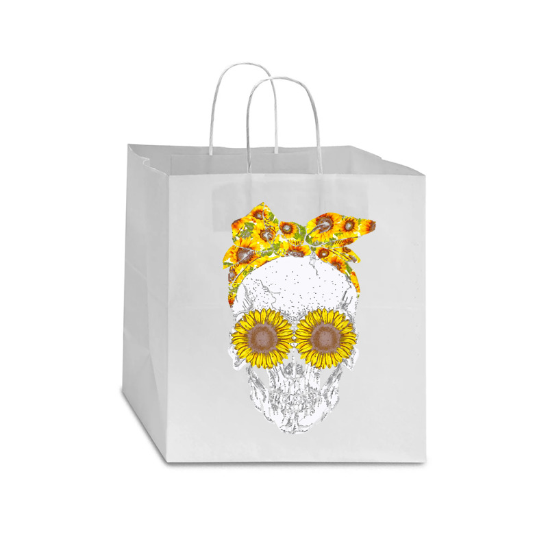 Skull Sunflower, Skull Sunflower Vintage, Skull Sunflower Art, Skull S Star Paper Bag - 13 X 7 X 13 | Artistshot