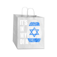 Fingerprint Dna Biometry Israel Flag T Shirt Take Out Paper Bag - 14 X 10 X 15 1/2 | Artistshot