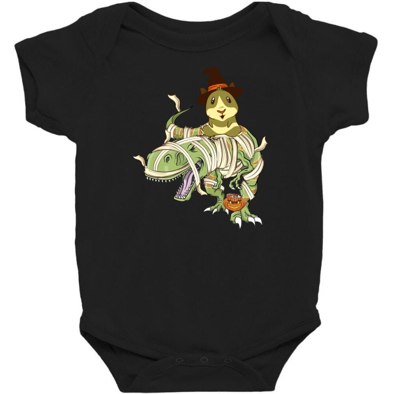 Funny Guinea Pig Riding Mummy T Rex Dinosaur Halloween Baby Bodysuit | Artistshot