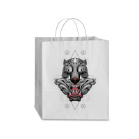 Tiger Head Vector Illustration, Tiger's Ferocious Head, Tiger's Fearso Traveler Paper Bag -13 X 6 X 15 3/4 | Artistshot