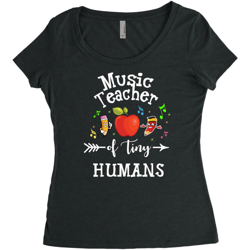 Music Teacher Of Tiny Humans Back To School Music Director Gift Women's Triblend Scoop T-shirt by NapetArt | Artistshot