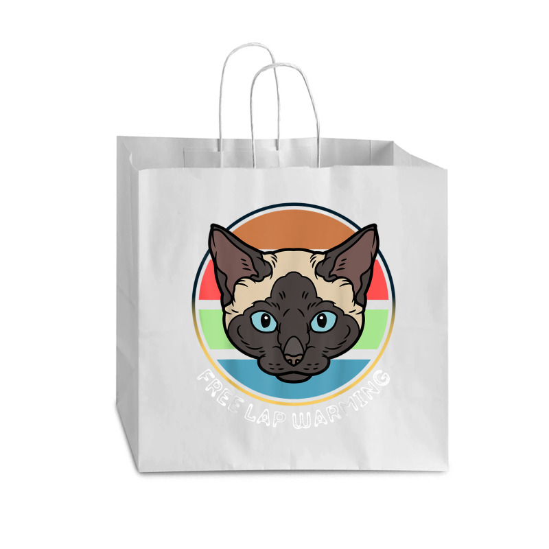 Funny Siamese Quote, Siamese Free Lap Warming Vintage, Cool T Shirt Vogue Paper Bag - 16 X 6 X 12 | Artistshot