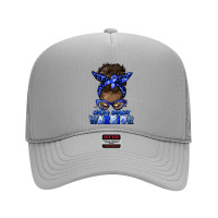 Colon Cancer Warrior Afro Messy Bun Foam Trucker Hat | Artistshot