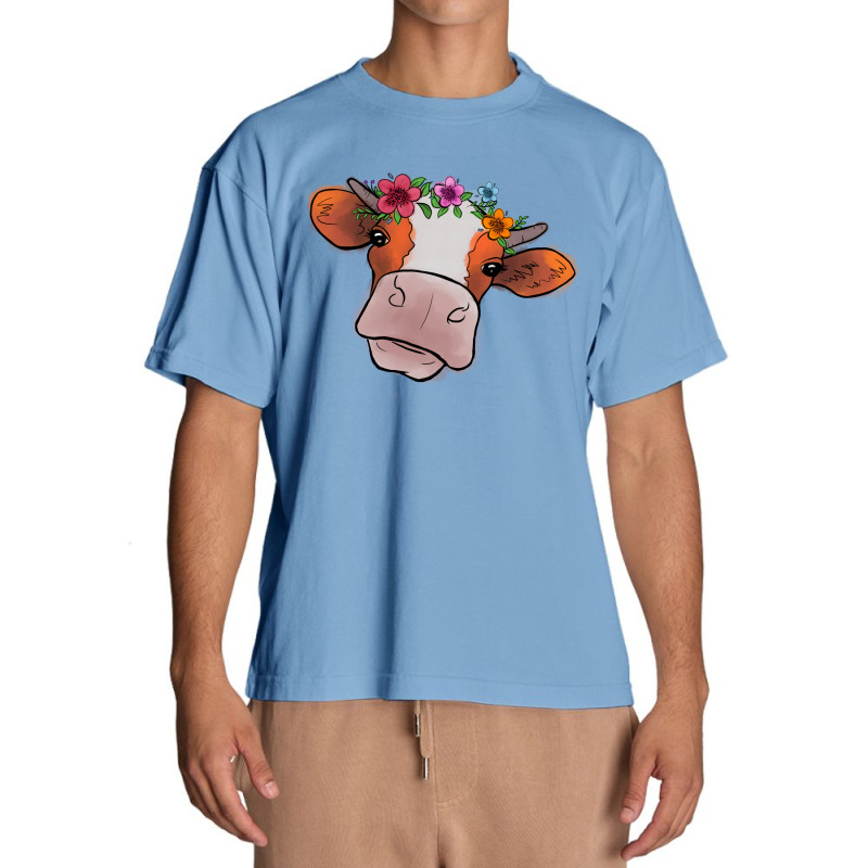 Cow With Flowers Urban Heavy T-shirt | Artistshot