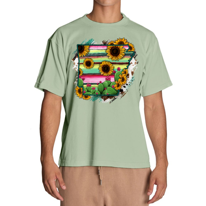 Arkansas Map Sunflower Cactus Serape Urban Heavy T-shirt by RanaPortraitStore | Artistshot