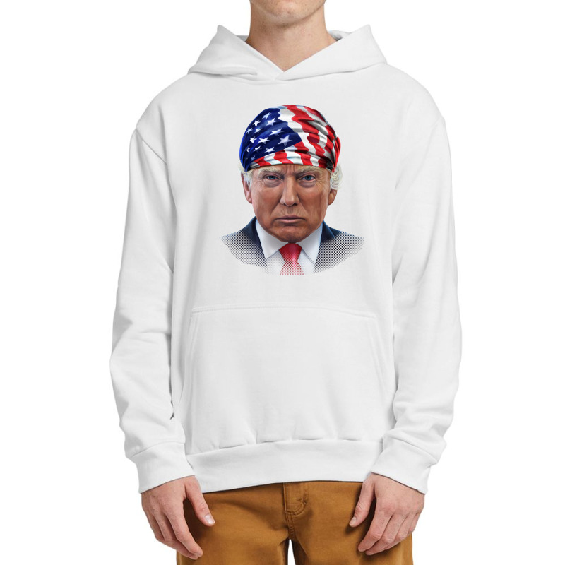 President Donald Trump In Flag Of Usa Head Wrap Shirts Urban Pullover Hoodie | Artistshot