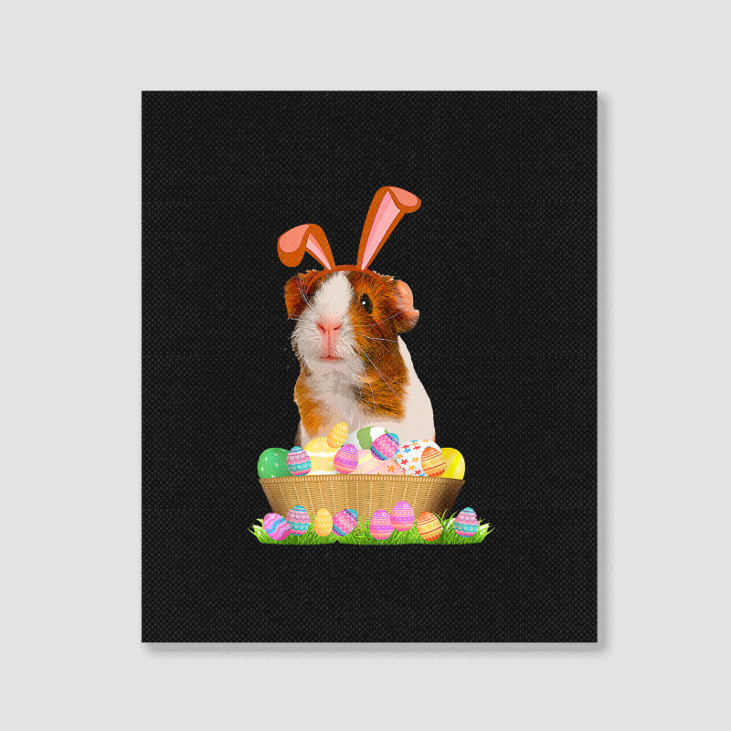 Funny Guinea Pig With Cute Bunny Ears Easter Day Eggs Basket Portrait Canvas Print | Artistshot