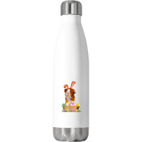 Funny Guinea Pig With Cute Bunny Ears Easter Day Eggs Basket Stainless Steel Water Bottle | Artistshot