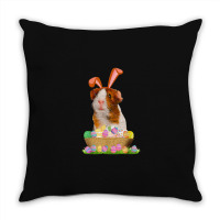 Funny Guinea Pig With Cute Bunny Ears Easter Day Eggs Basket Throw Pillow | Artistshot