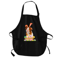 Funny Guinea Pig With Cute Bunny Ears Easter Day Eggs Basket Medium-length Apron | Artistshot