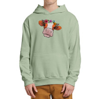 Cow With Flowers Urban Pullover Hoodie | Artistshot