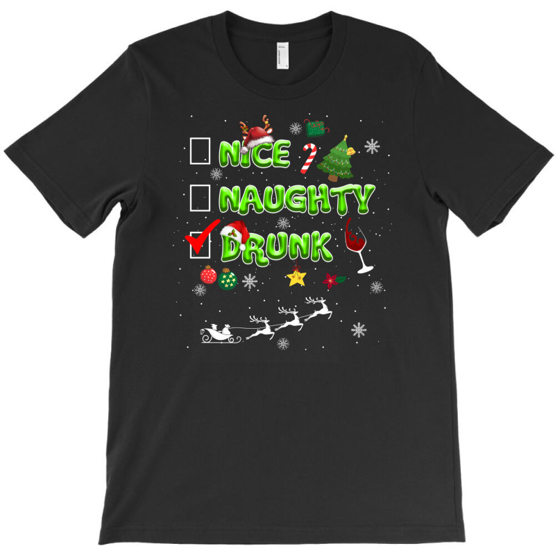 Nice Naughty Drunk Check Funny Christmas Cute Gifts T-shirt | Artistshot