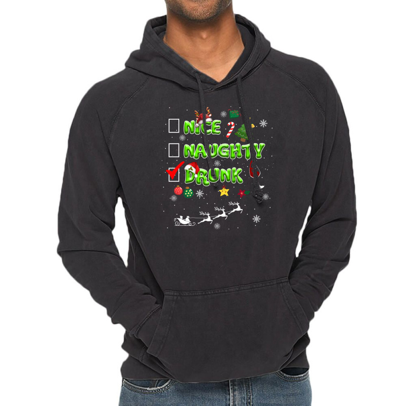 Nice Naughty Drunk Check Funny Christmas Cute Gifts Vintage Hoodie | Artistshot