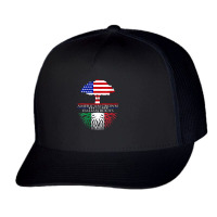 Womens Italian Roots American Grown Tree Flag Usa Italy V Neck T Shirt Trucker Cap | Artistshot