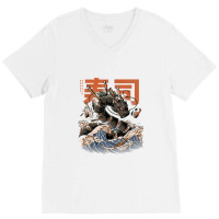 Great Sushi Dragon Japanese Food Kawaii Dragon Anime Sushi V-neck Tee | Artistshot