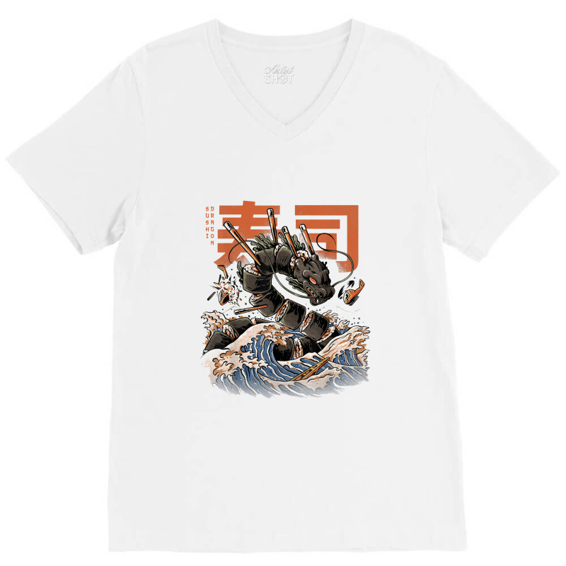 Great Sushi Dragon Japanese Food Kawaii Dragon Anime Sushi V-neck Tee | Artistshot