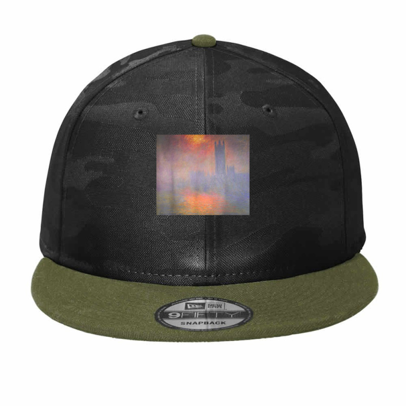 Monet's London Houses Of Parliament The Sun Shining Fog T Shirt Camo Snapback by densonozmastonmq | Artistshot