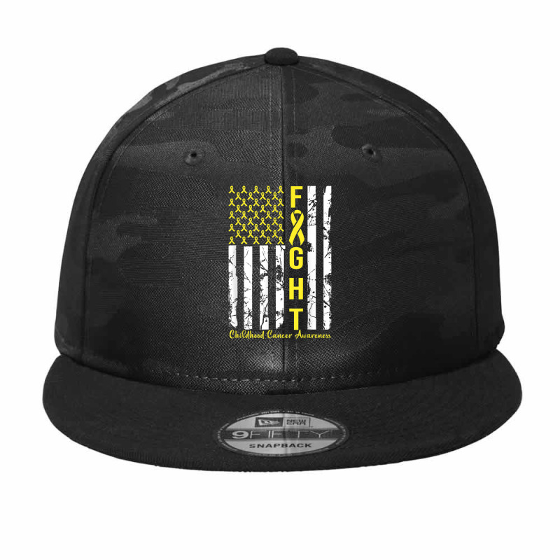 American Flag Gold Ribbon Fight Childhood Cancer Awareness Camo Snapback by LaytonDesign | Artistshot