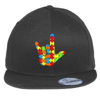 Asl Love Sign Language Autism Gift Awareness Support T Shirt Flat Bill Snapback Cap | Artistshot