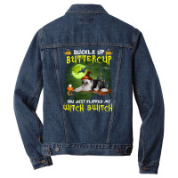 Old English Sheepdog Buckle Up Buttercup You Just Flipped My Witch Swi Men Denim Jacket | Artistshot