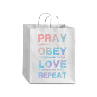 Pray Obey Love Repeat Bible Verse Christian Bible Quote Debie Paper Bag - 10 X 5 X 13 | Artistshot