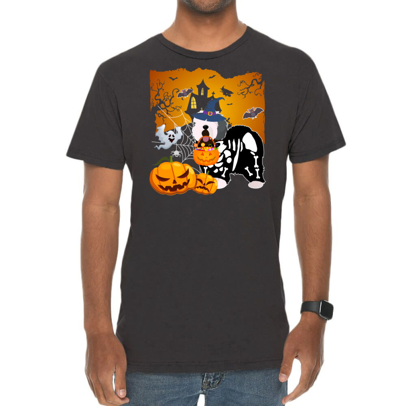 Old English Sheepdog Skeleton Halloween Happy Pumpkin Vintage T-shirt | Artistshot