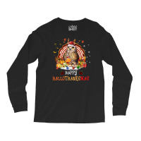 Owl Thankgiving Halloween Christmas Happy Hallothanksmas Long Sleeve Shirts | Artistshot