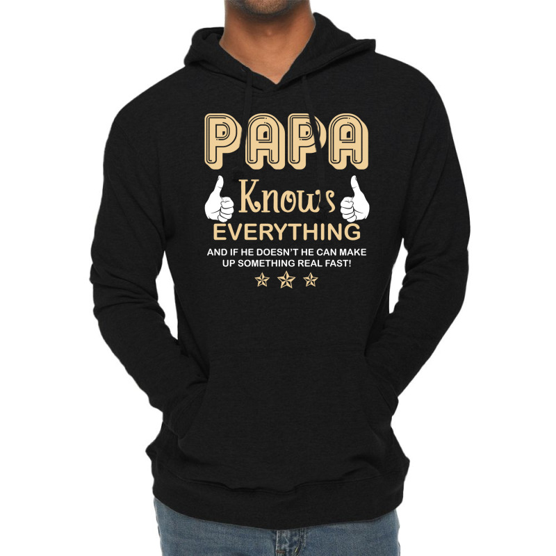 Papa Knows Everything 60th Gift Funny Father's Day Lightweight Hoodie | Artistshot