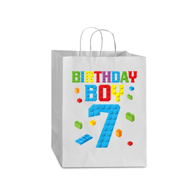 Master Builder 7th Birthday Boy 7 Seven Year Building Bricks T Shirt Mart Paper Bag -13 X 7 X 17 | Artistshot