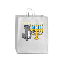 Meowzel Tov Jewish Cat Funny Hanukkah Chanukah Pjs Women Queen Paper Bag - 16 X 6 X 19 1/4 | Artistshot