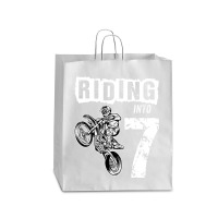 Riding Into 7 Years Old 7th Birthday Boy Dirt Bike Party Queen Paper Bag - 16 X 6 X 19 1/4 | Artistshot