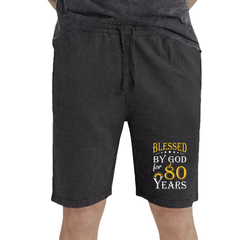 Vintage Blessed By God For 80 Years Happy 80th Birthday Vintage Short | Artistshot