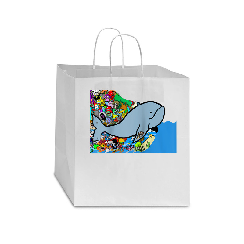 Blue Whale, Marine Sea Animal, Ocean Life, Surf, Art Work Raglan Baseb Star Paper Bag - 13 X 7 X 13 | Artistshot