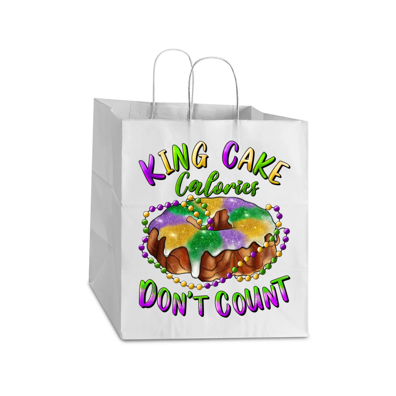 Mardi Gras King Cake Calories Don't Count Take Out Paper Bag - 14 X 10 X 15 1/2 | Artistshot