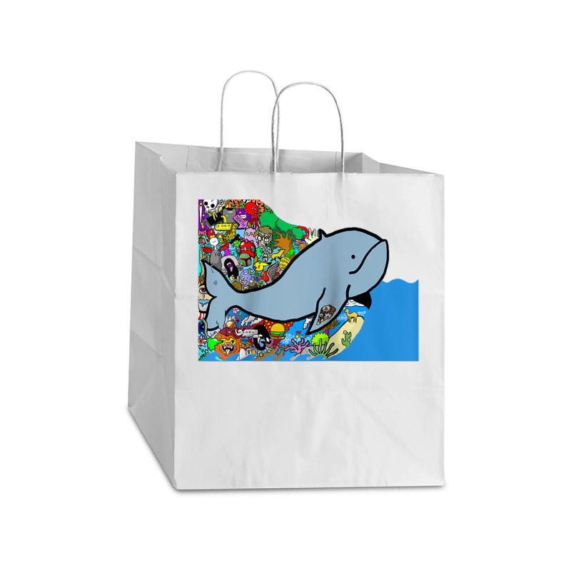 Blue Whale, Marine Sea Animal, Ocean Life, Surf, Art Work Raglan Baseb Take Out Paper Bag - 14 X 10 X 15 1/2 | Artistshot