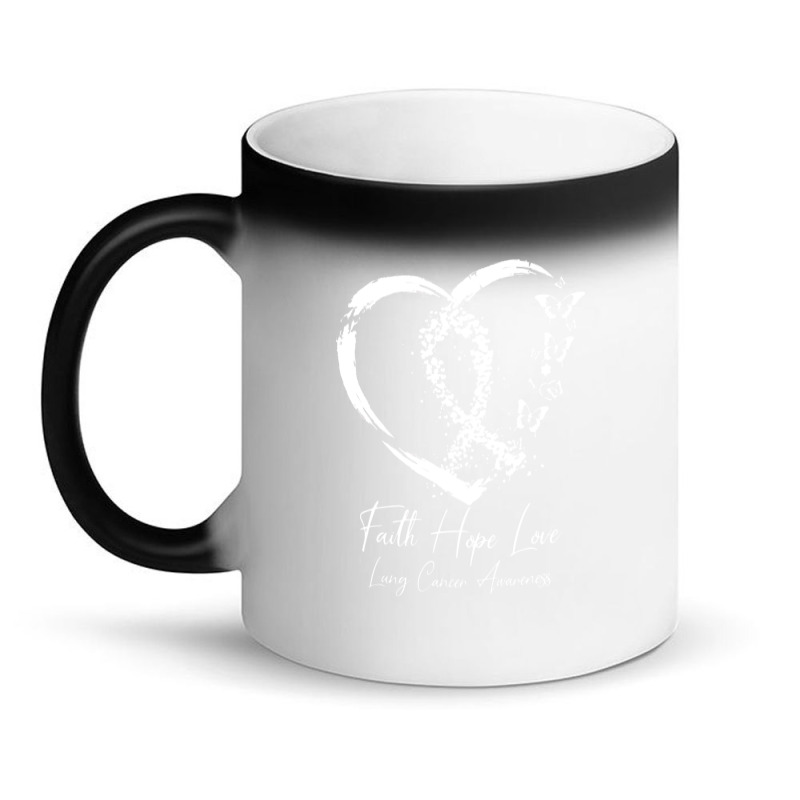 White Ribbon Faith Hope Love Support Lung Cancer Awareness Magic Mug | Artistshot