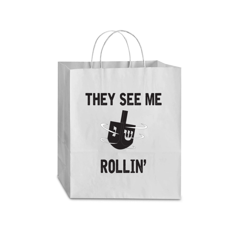 Hanukkah 2020 Dreidel Game Gift They See Me Rollin_ Jewish T-shirt Traveler Paper Bag -13 X 6 X 15 3/4 | Artistshot