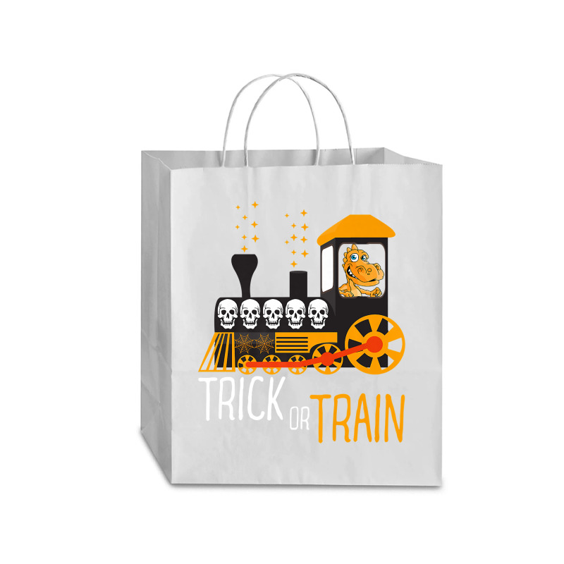 Trick Or Train Halloween Dinosaur Riding Train Funny Kids Premium T Sh Traveler Paper Bag -13 X 6 X 15 3/4 | Artistshot