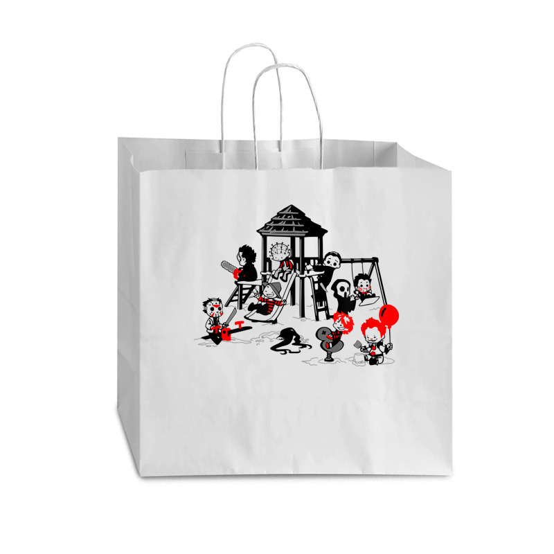 Horror Playground Children In Scary Movie Character Costumes T Shirt Vogue Paper Bag - 16 X 6 X 12 | Artistshot