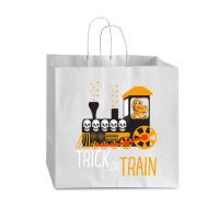 Trick Or Train Halloween Dinosaur Riding Train Funny Kids Premium T Sh Vogue Paper Bag - 16 X 6 X 12 | Artistshot