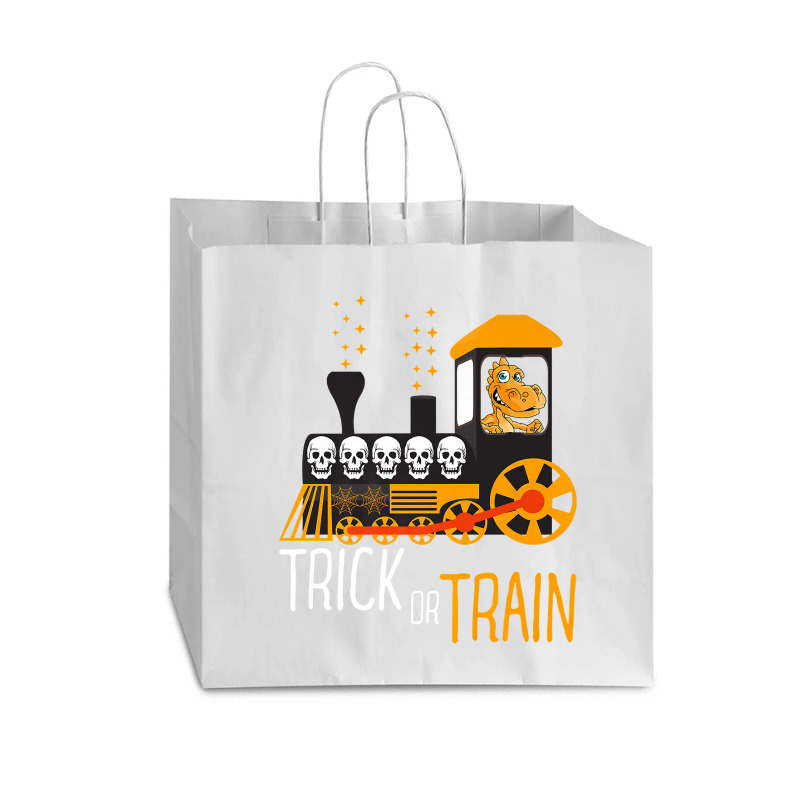 Trick Or Train Halloween Dinosaur Riding Train Funny Kids Premium T Sh Vogue Paper Bag - 16 X 6 X 12 | Artistshot