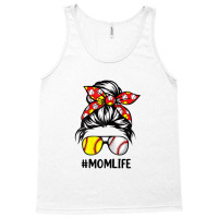 Womens Mom Life Softball Baseball Mothers Day Messy Bun Tank Top | Artistshot