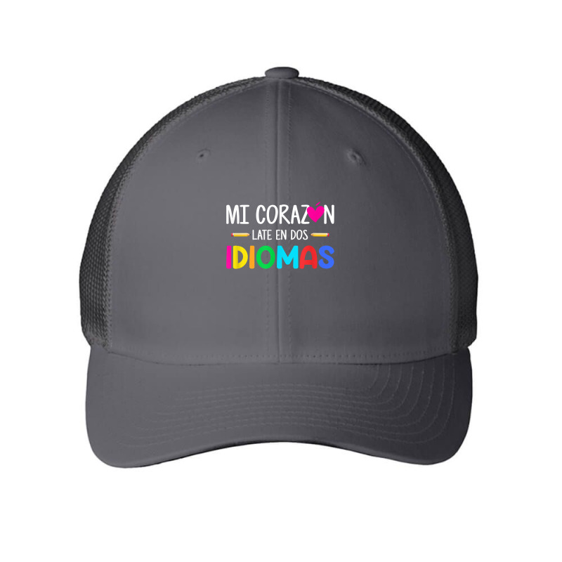 Mi Corazon Late En Dos Idiomas, Bilingual Spanish Teacher T Shirt Mesh cap by densonozmastonmq | Artistshot