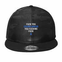 Fuck Colon Cancer Funny Awareness Blue Ribbon Women & Men Camo Snapback | Artistshot