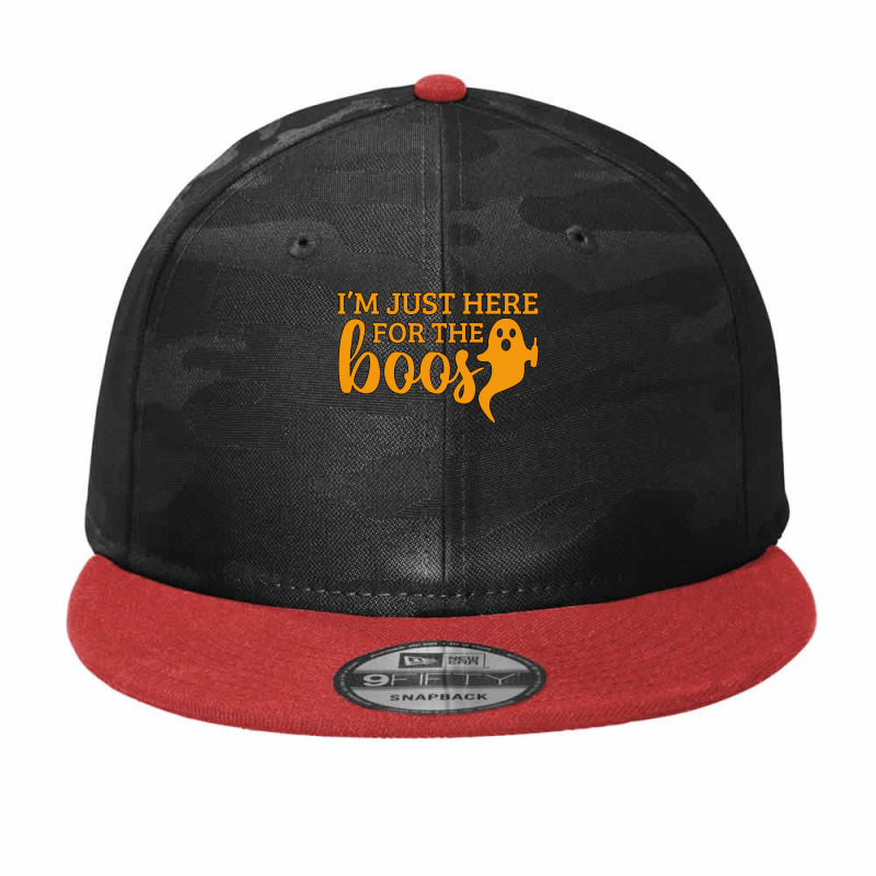 Halloween T  Shirti´m Just Here For The Boos Ghost Orange Color Text Camo Snapback by nancybackground | Artistshot