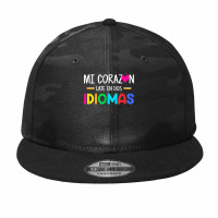 Mi Corazon Late En Dos Idiomas, Bilingual Spanish Teacher T Shirt Camo Snapback | Artistshot